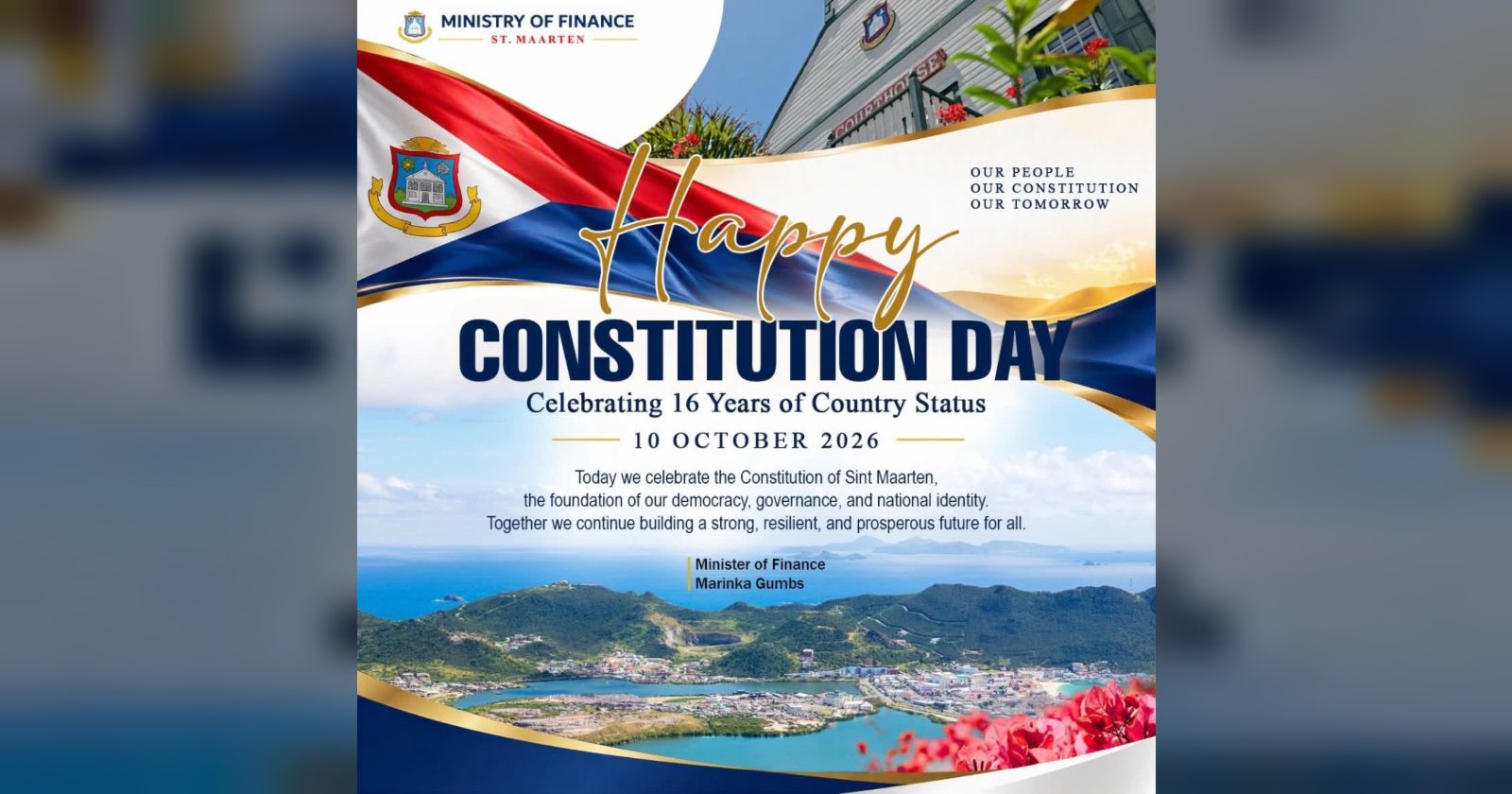 Photo supplied with the release “Government Constitution Day message cites resilience and social concerns”.