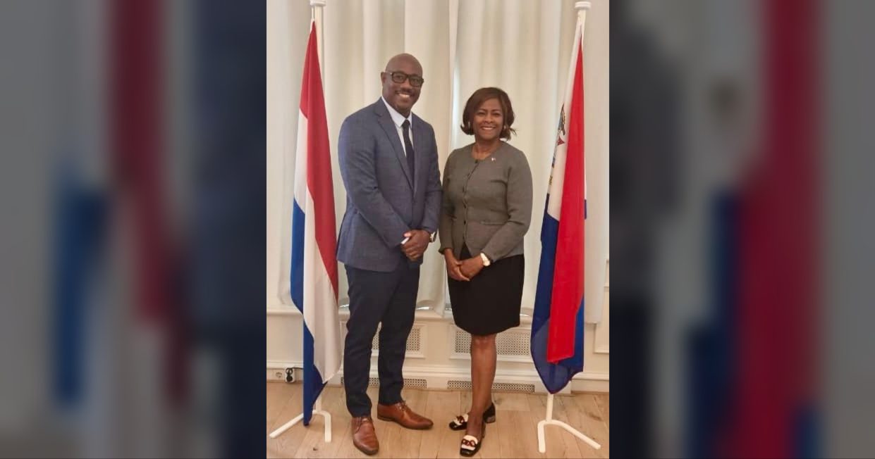 Photo supplied with the release “Government says Arrindell and Cadaster director discussed training links in The Hague”.