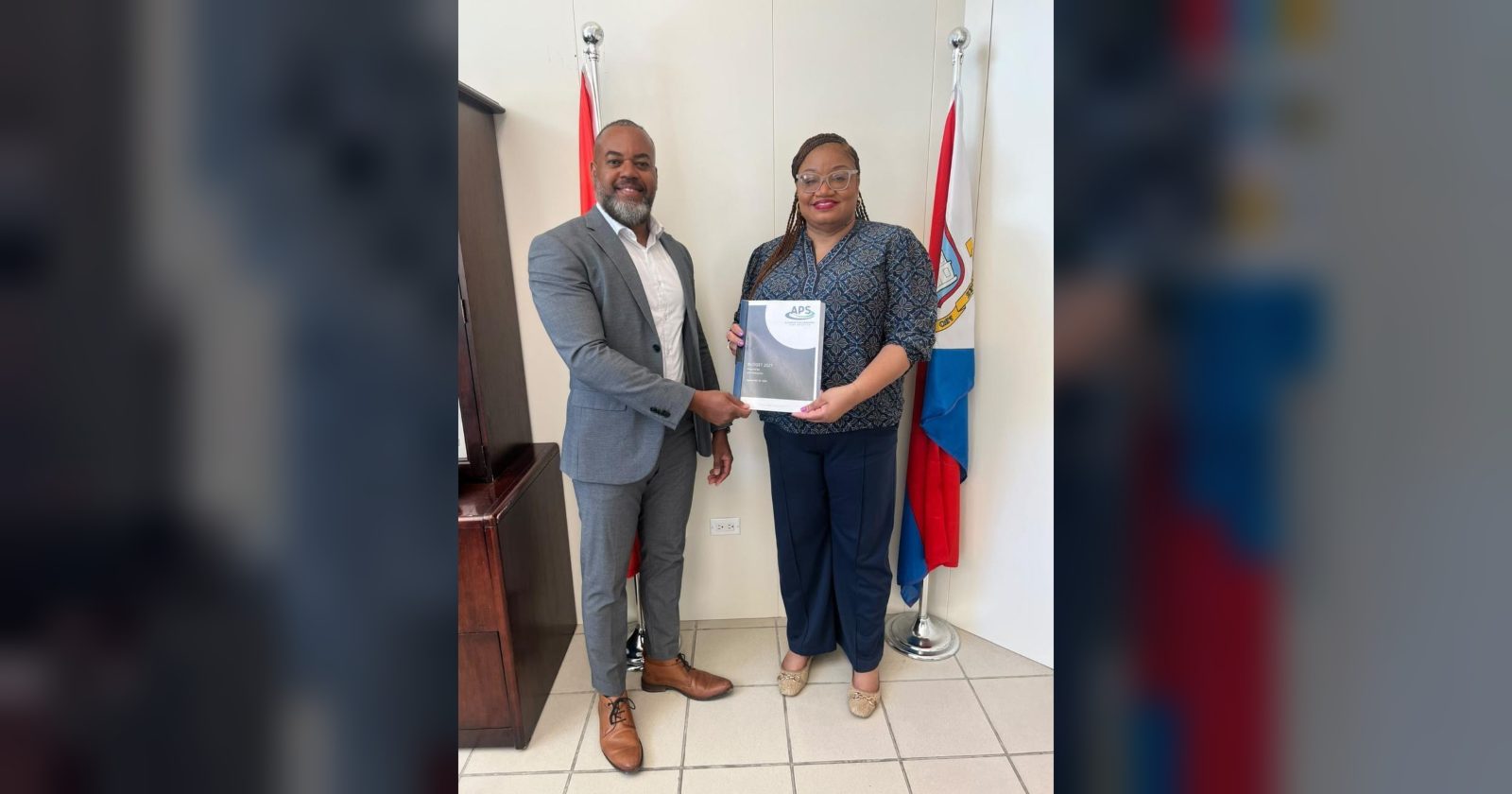 Photo supplied with the release “APS presents proposed 2027 budget to Finance Minister”.