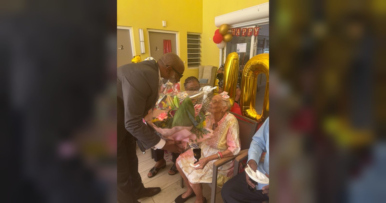 Photo supplied with the release “Government congratulates Doris Olive Hodge-Wilson on 105th birthday”.