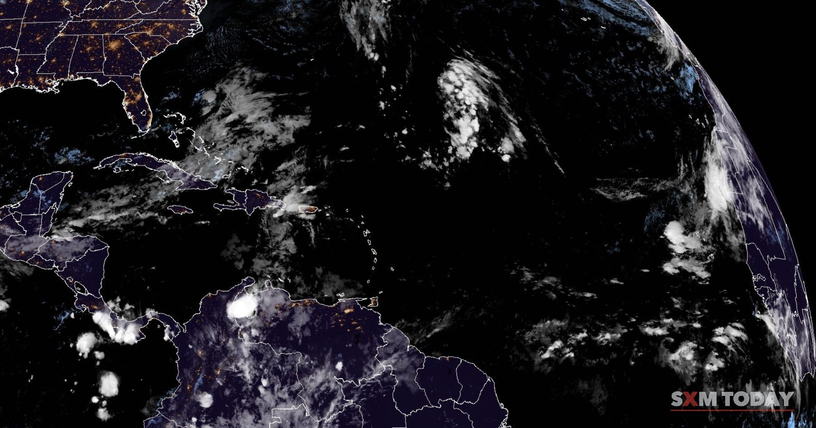 Satellite image of the tropical Atlantic, the northeastern Caribbean included, at 1:56am AST on Friday 23 October, from NOAA's GOES-19 satellite.
